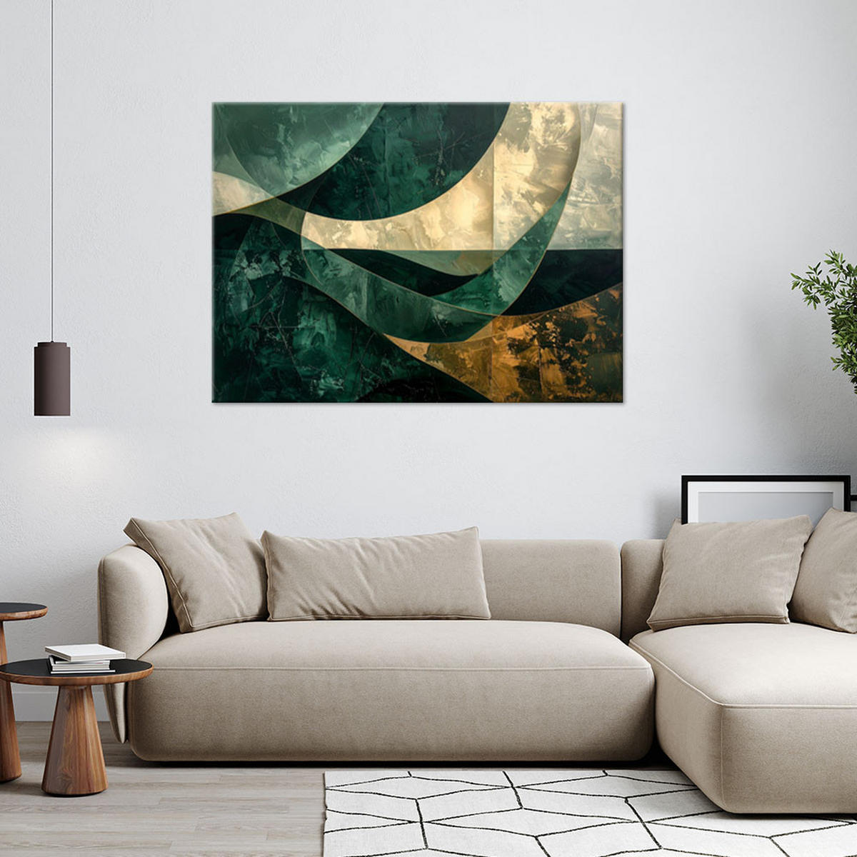 LEINWANDBILD Abstraktion 90x60cm - Grün, Textil (90/60cm) - Feeby