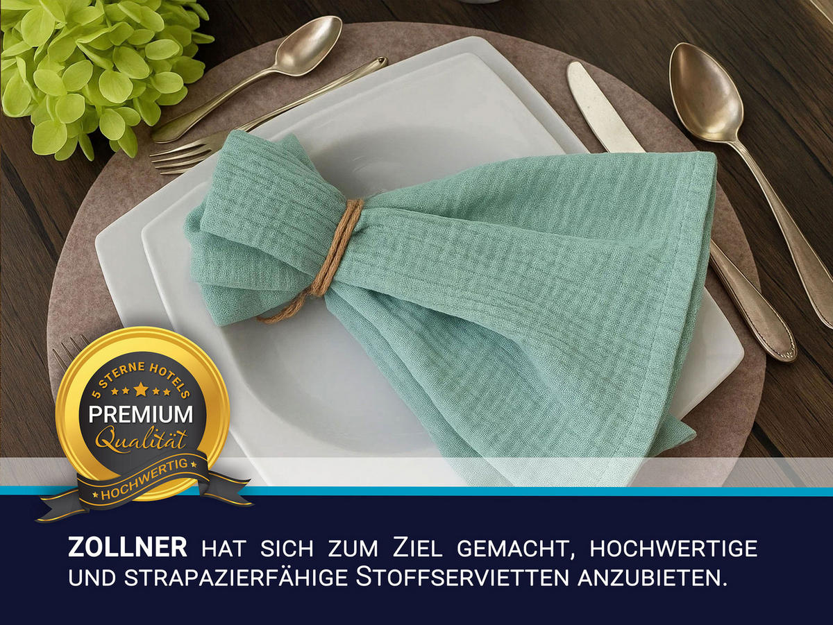 STOFFSERVIETTEN, 6er-Set, 50x50 cm, 100% Baumwolle - Salbeigrün, Textil (50/50cm) - Zollner