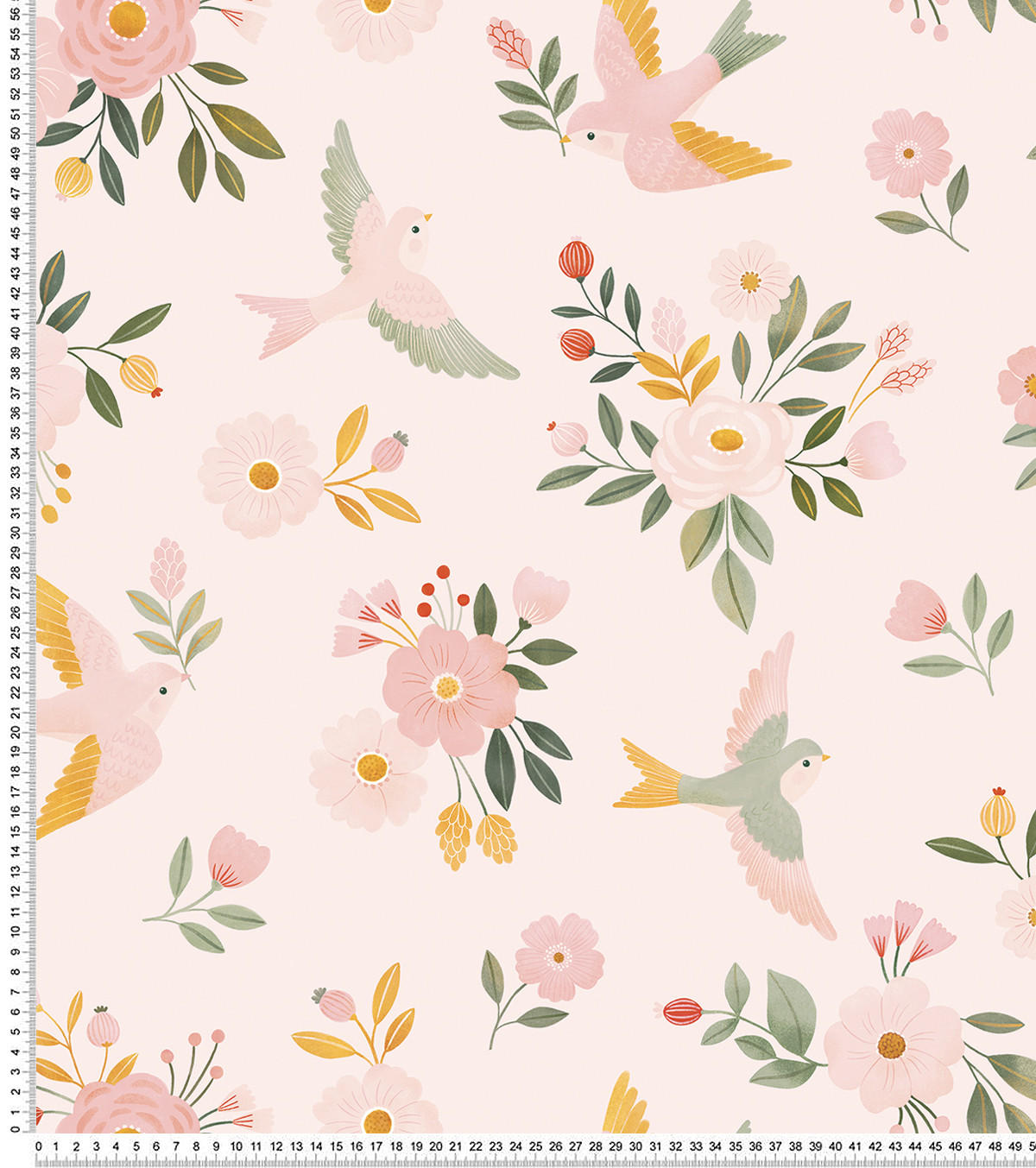 VLIESTAPETE Alysse, Vögel und Blumen 50 cm x 10 m, rosa - Pink/Rosa, Papier (1000/50cm) - Lilipinso