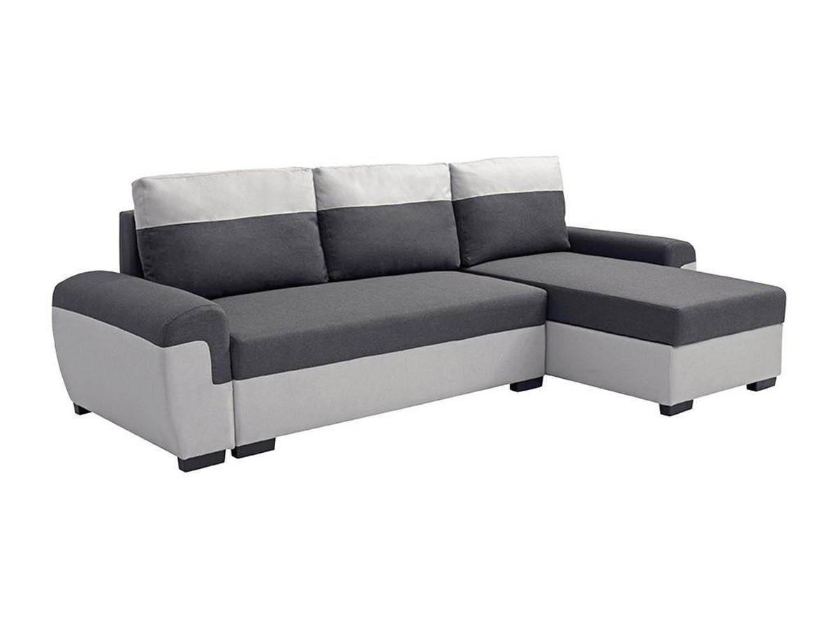 ECKSOFA mit Schlaffunktion - Ecke wechselbar - Stoff - Anthrazit & Hellgrau - GABY II - Anthrazit, Textil (145/264cm) - Vente-Unique