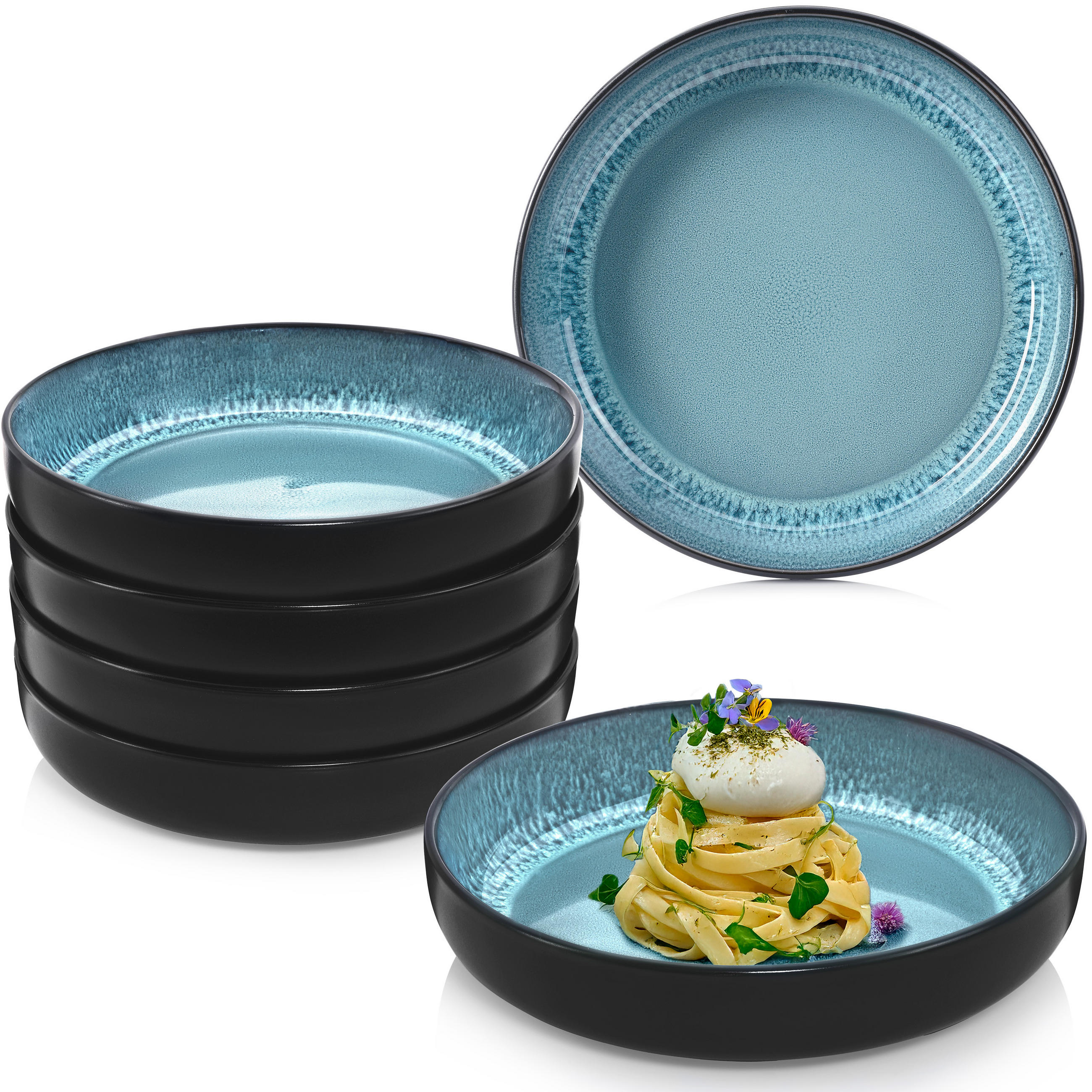 PASTASCHALEN SET VIGO - 6 teilig aus Steingut - Blau, Stein (22cm) - Sänger