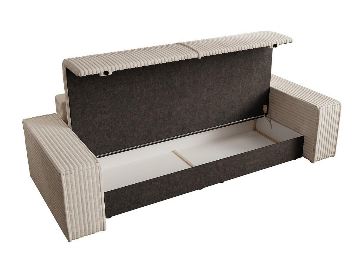 SCHLAFSOFA - 4 Personen-Sitzer - Samt - Beige - - Beige, Textil (257/85/102cm) - Vente-Unique