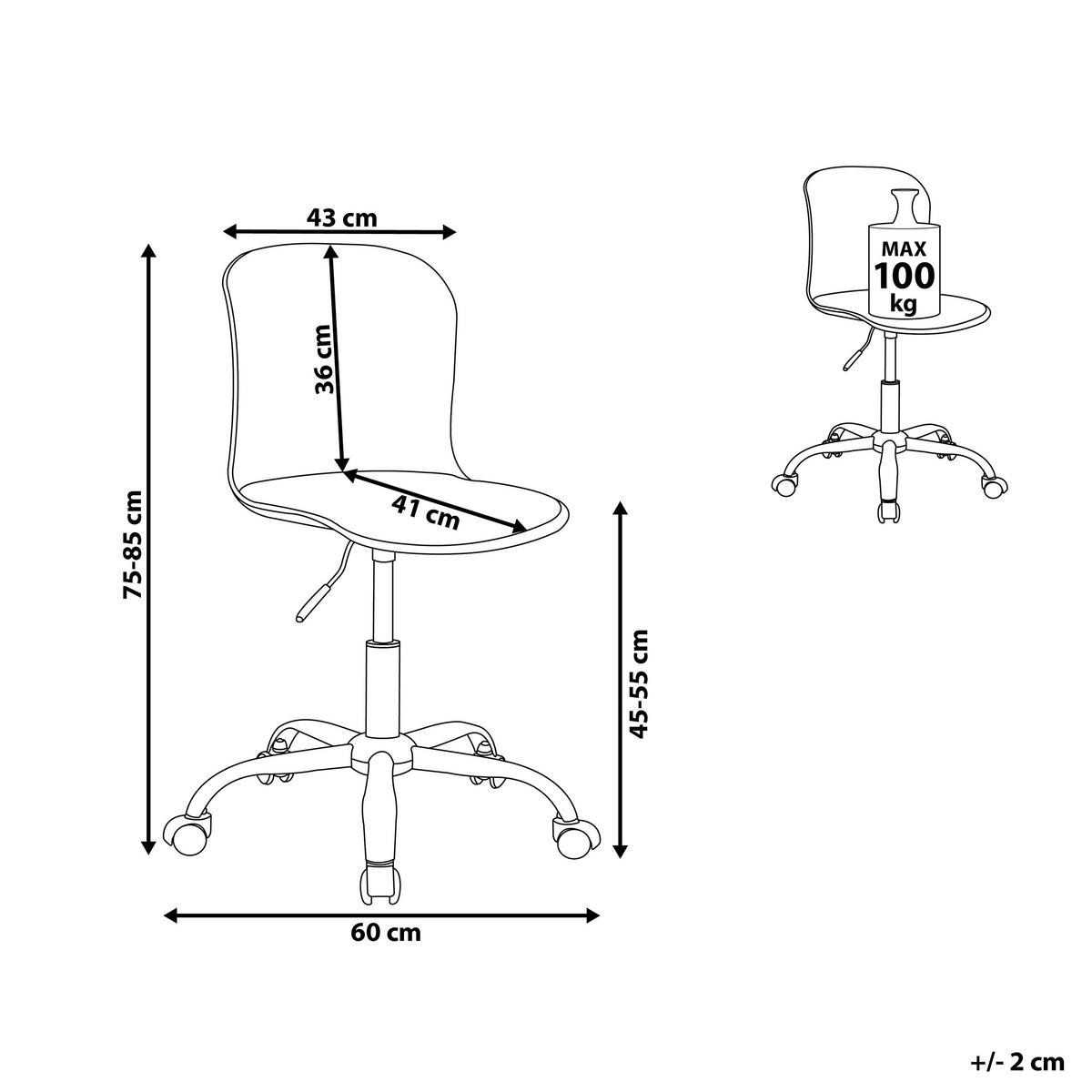 BÜRODREHSTUHL Kunststoff Weiß Vamo - Weiß, Kunststoff/Textil (60/75/60cm) - Beliani