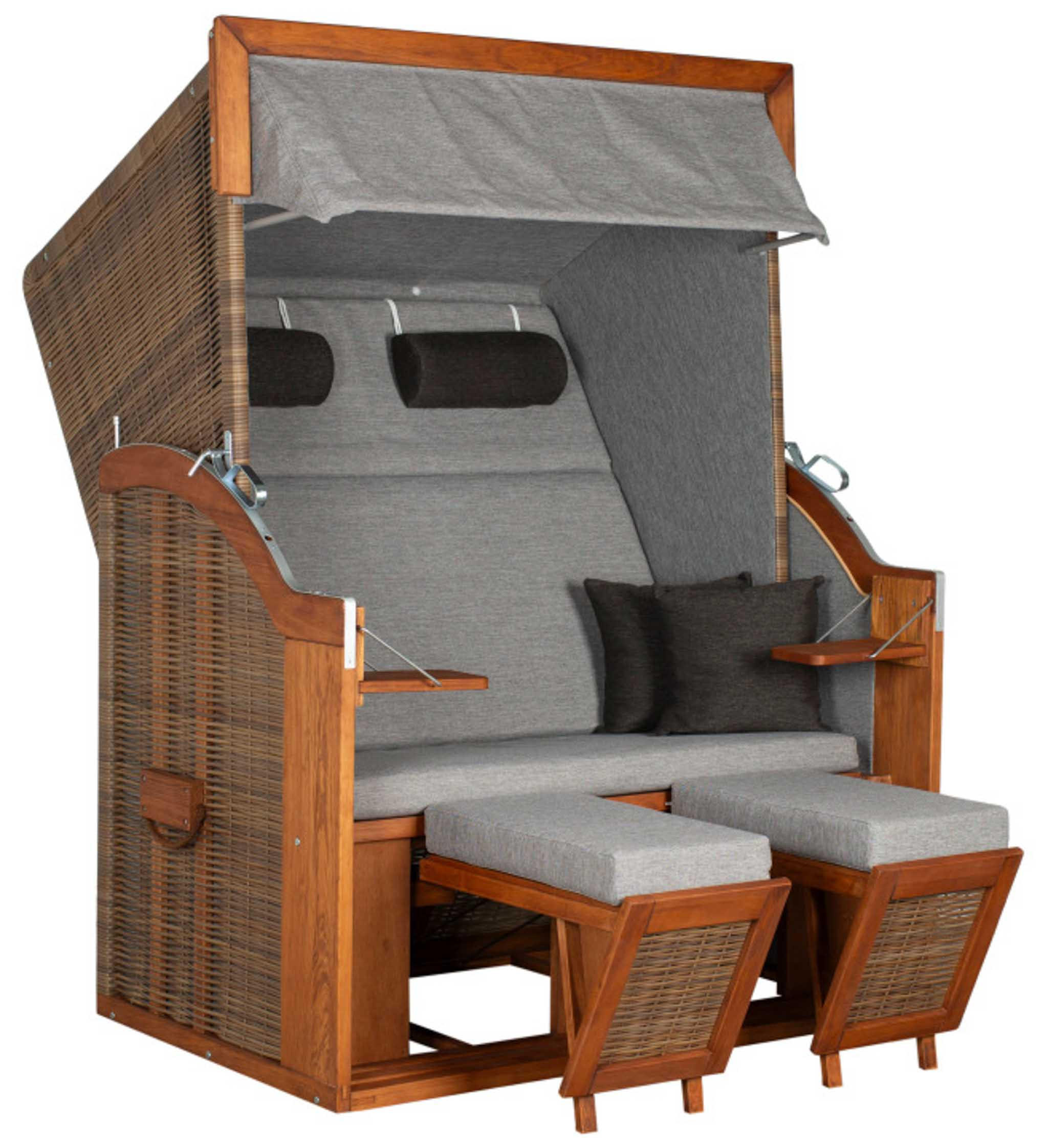 STRANDKORB Tinnum 2 Sitzer Pinie PE griseum - Braun/Grau, Metall (115/38/92cm) - Mr. Deko