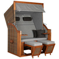 STRANDKORB Tinnum 2 Sitzer Pinie PE griseum - Braun/Grau, Metall (115/38/92cm) - Mr. Deko