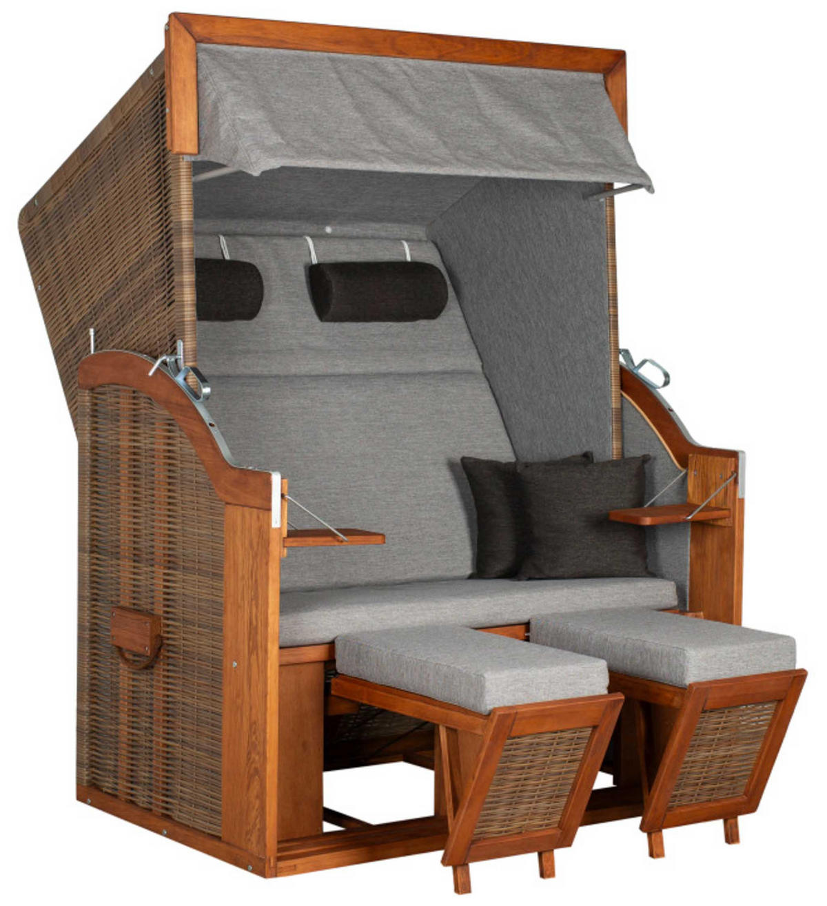 STRANDKORB Tinnum 2 Sitzer Pinie PE griseum - Braun/Grau, Metall (115/38/92cm) - Mr. Deko