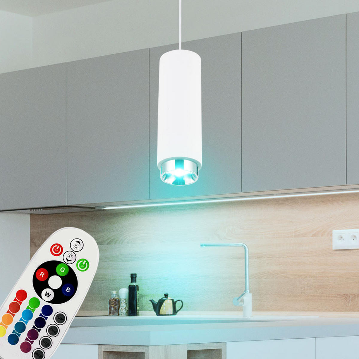 LED HÄNGELEUCHTE Christine Weiß Gips - Weiß, Metall (9/9/13cm) - Globo Lighting