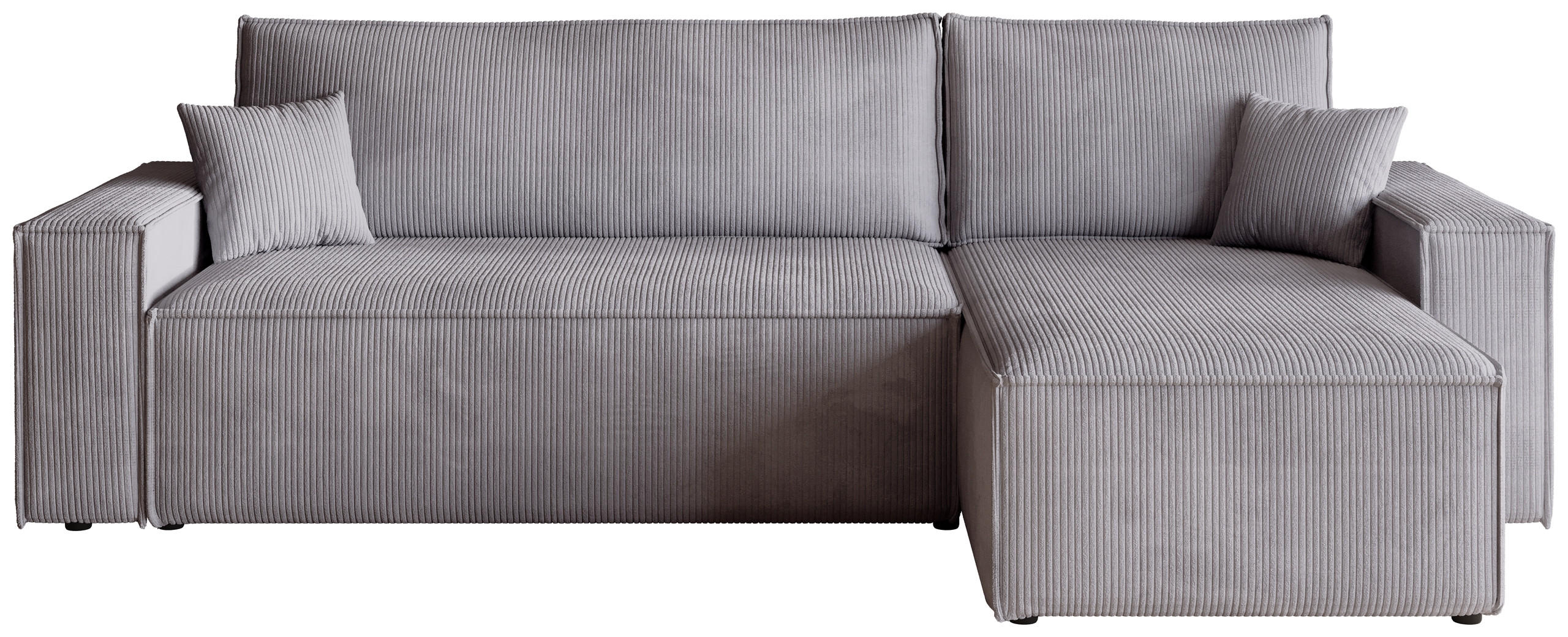 ECKSOFA ADI mit Schlaffunktion Hellgrau Cord - Hellgrau, Textil (244/143cm) - Bromarkt