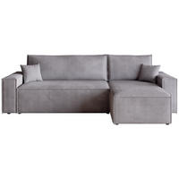 ECKSOFA ADI mit Schlaffunktion Hellgrau Cord - Hellgrau, Textil (244/143cm) - Bromarkt