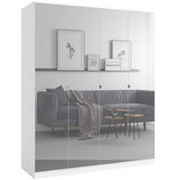 DREHTÜRENSCHRANK mit Spiegel Monza 4D 160 Weiß - Weiß/Grau, Holzwerkstoff/Metall (160/200/60cm) - mzm24