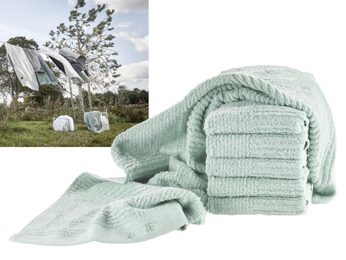 HANDTUCH Classic dusty green 50/100 cm - Türkis, Textil (50/100cm) - Zone Denmark
