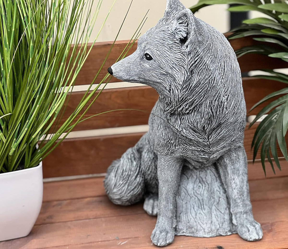 STEINFIGUR Rotfuchs Fuchs Vulpes frostfest Steinguss wetterfest - Grau, Stein (21/36/27cm) - stoneandstyle