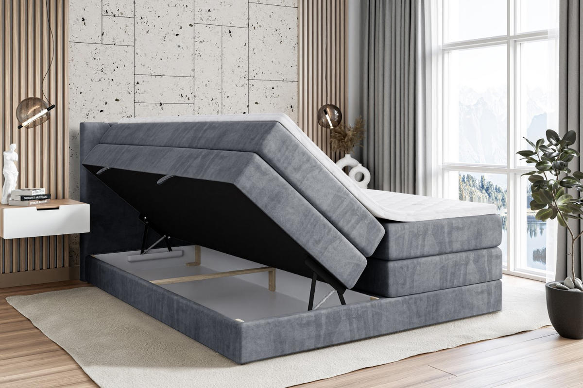 BOXSPRINGBETT ERNINA KING - 120x200 - H3/H4 - Grau - Grau, Holzwerkstoff (120/200cm) - ALTDECOR