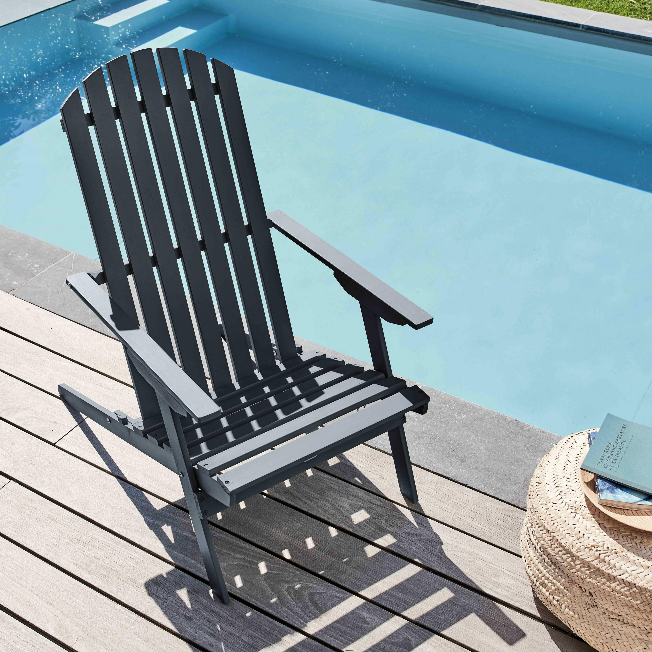 RELAXSESSEL, Grau - Grau, Holz (84/95/59cm) - Oviala