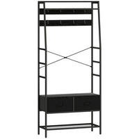 GARDEROBENSTÄNDER, Kleiderständer mit Schuhregal, 2 Schubladen, Garderobe - Schwarz, Holzwerkstoff (30/180.5/80cm) - HOMCOM