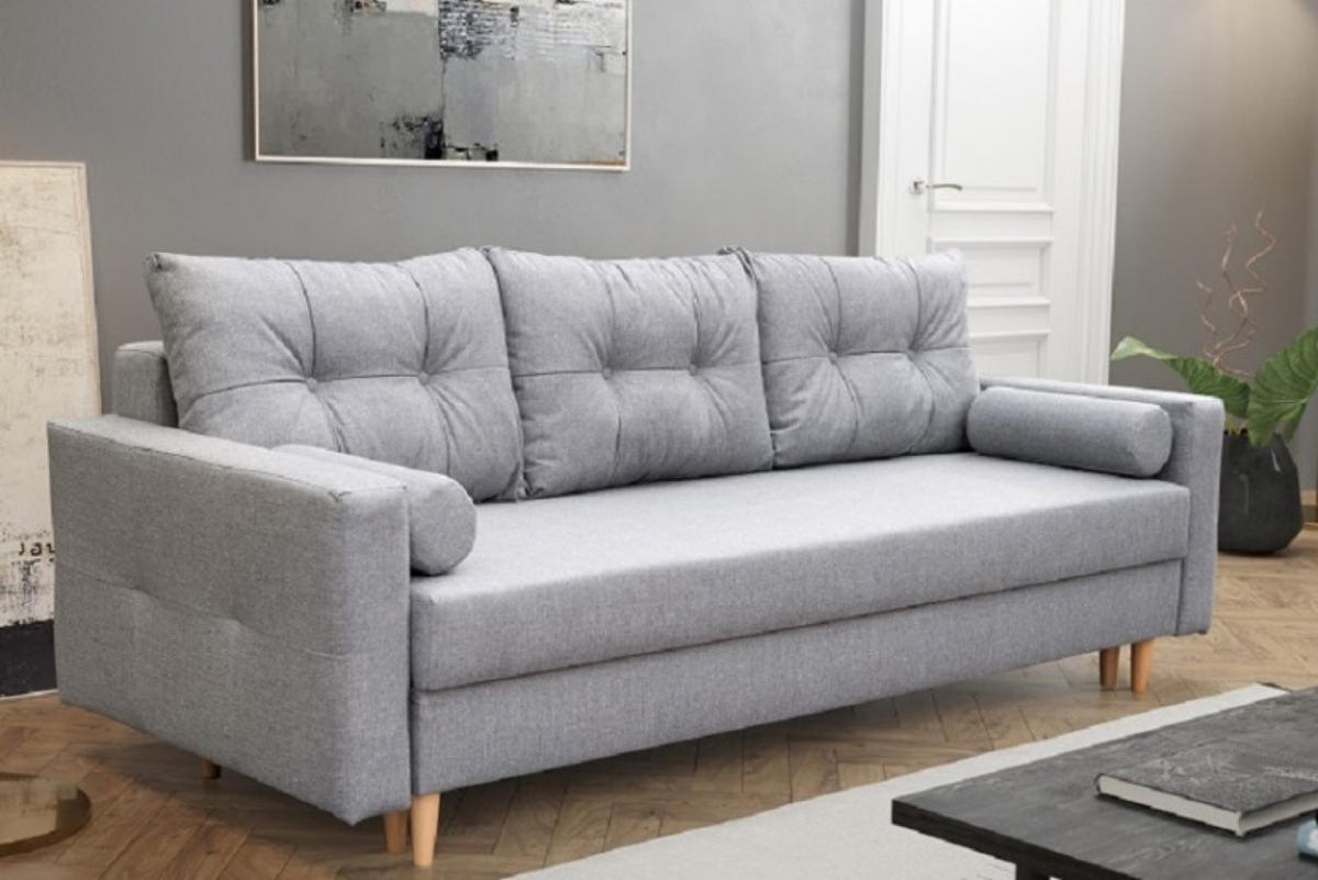 SOFA Hellgrau TIJO Skandinavischer Stil - Grau, Naturmaterialien (229/90/90cm) - Sepro Meble