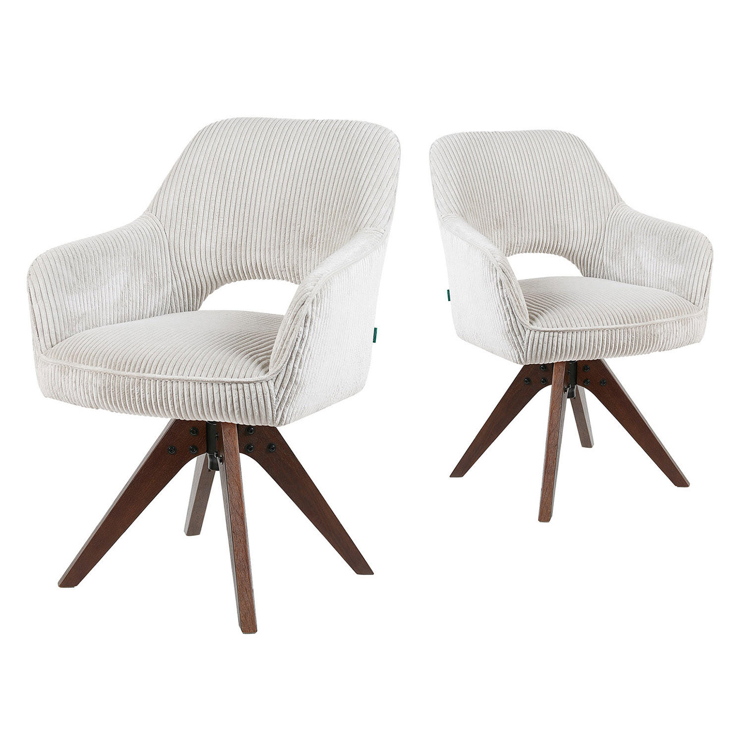 DREHSTUHL Mika-Lena 2er-Set - Nussbaumfarben/Hellgrau, Eichenholz/Holz (60/87/65cm) - DUBI Möbel