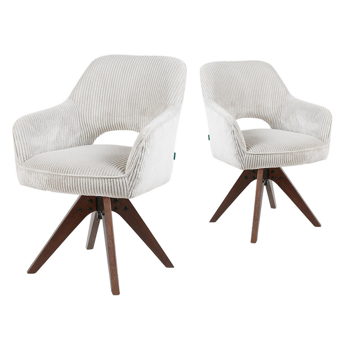 DREHSTUHL Mika-Lena 2er-Set - Nussbaumfarben/Hellgrau, Eichenholz/Holz (60/87/65cm) - DUBI Möbel