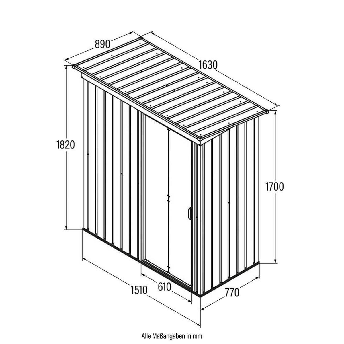 GERÄTESCHUPPEN BOHIO - Größe: XS - Anthrazit, Metall (163/182/89cm) - Home Deluxe