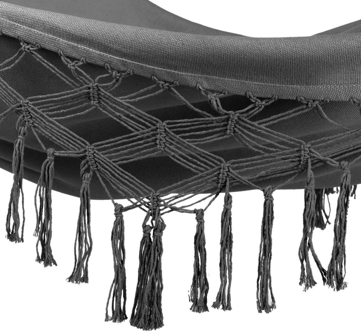 HÄNGEMATTE 200/150 cm, bis 200 kg - Dunkelgrau, Textil (150/1/200cm) - Outtec