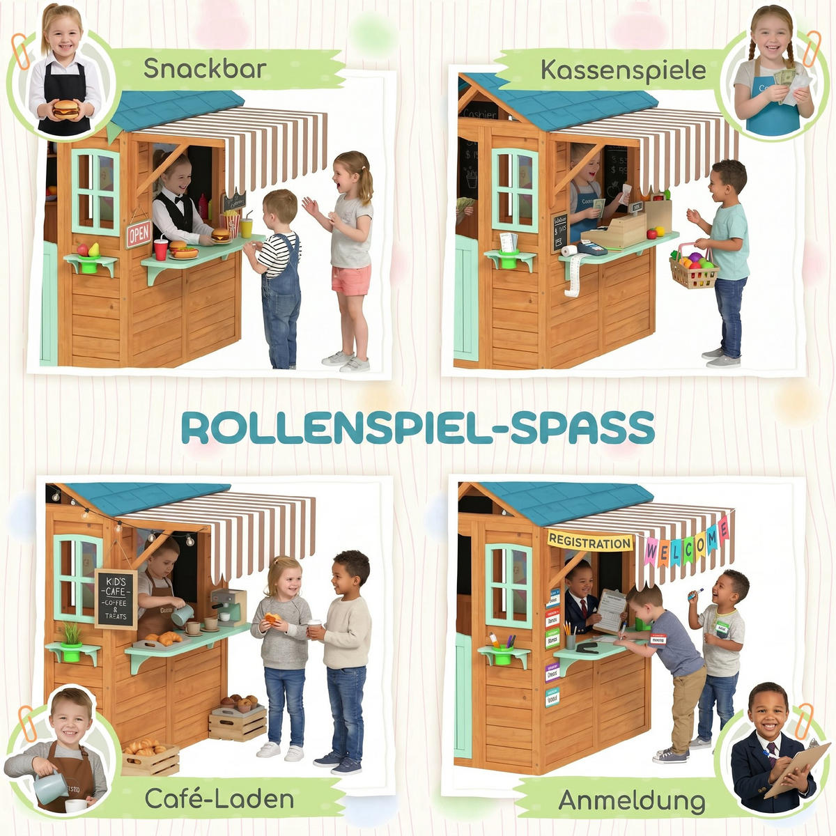 SPIELHAUS Tannenholz Mehrfarbig - Multicolor, Holz (120/141.5/142cm) - AIYAPLAY