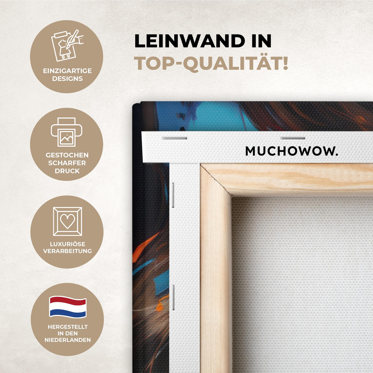 LEINWANDBILD Frau - Porträt - Farbenfroh - Kunst 60x80 cm - Multicolor, Textil (60/80cm) - MuchoWow