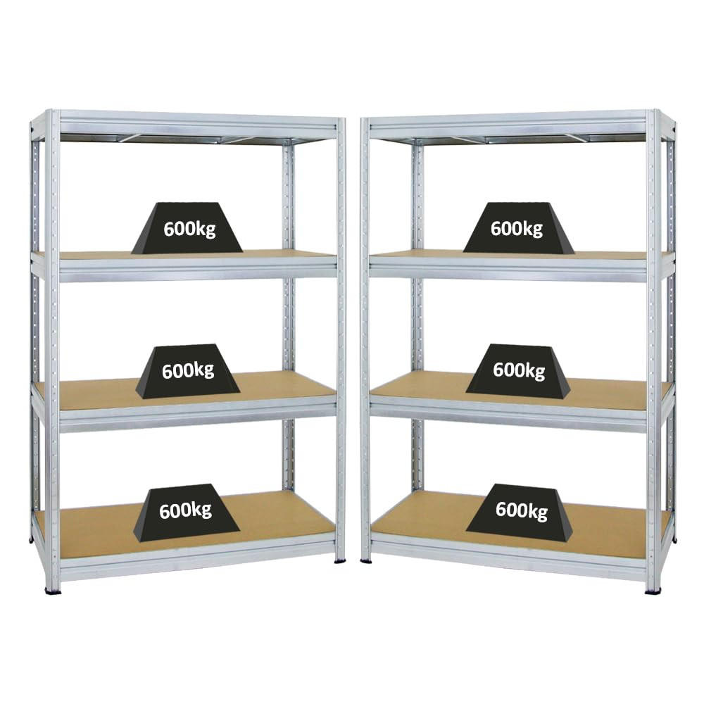 SCHWERLASTREGAL Dino 2er-Set mit 2x 180x120x60 cm Fachlast 600 kg Verzinkt - Silberfarben, Metall (240/180/60cm) - PROREGAL
