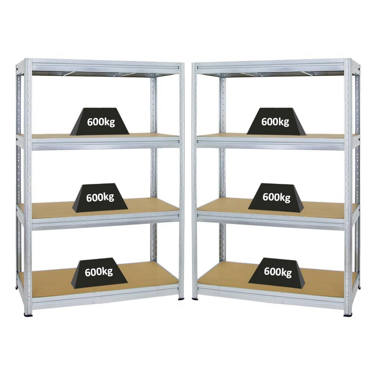 SCHWERLASTREGAL Dino 2er-Set mit 2x 180x120x60 cm Fachlast 600 kg Verzinkt - Silberfarben, Metall (240/180/60cm) - PROREGAL