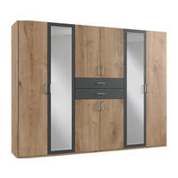KLEIDERSCHRANK Diver Plankeneiche / graphit 270 / 58 / 207cm - Eichefarben/Graphitfarben, Holz/Holzwerkstoff (270/207/58cm) - Wimex