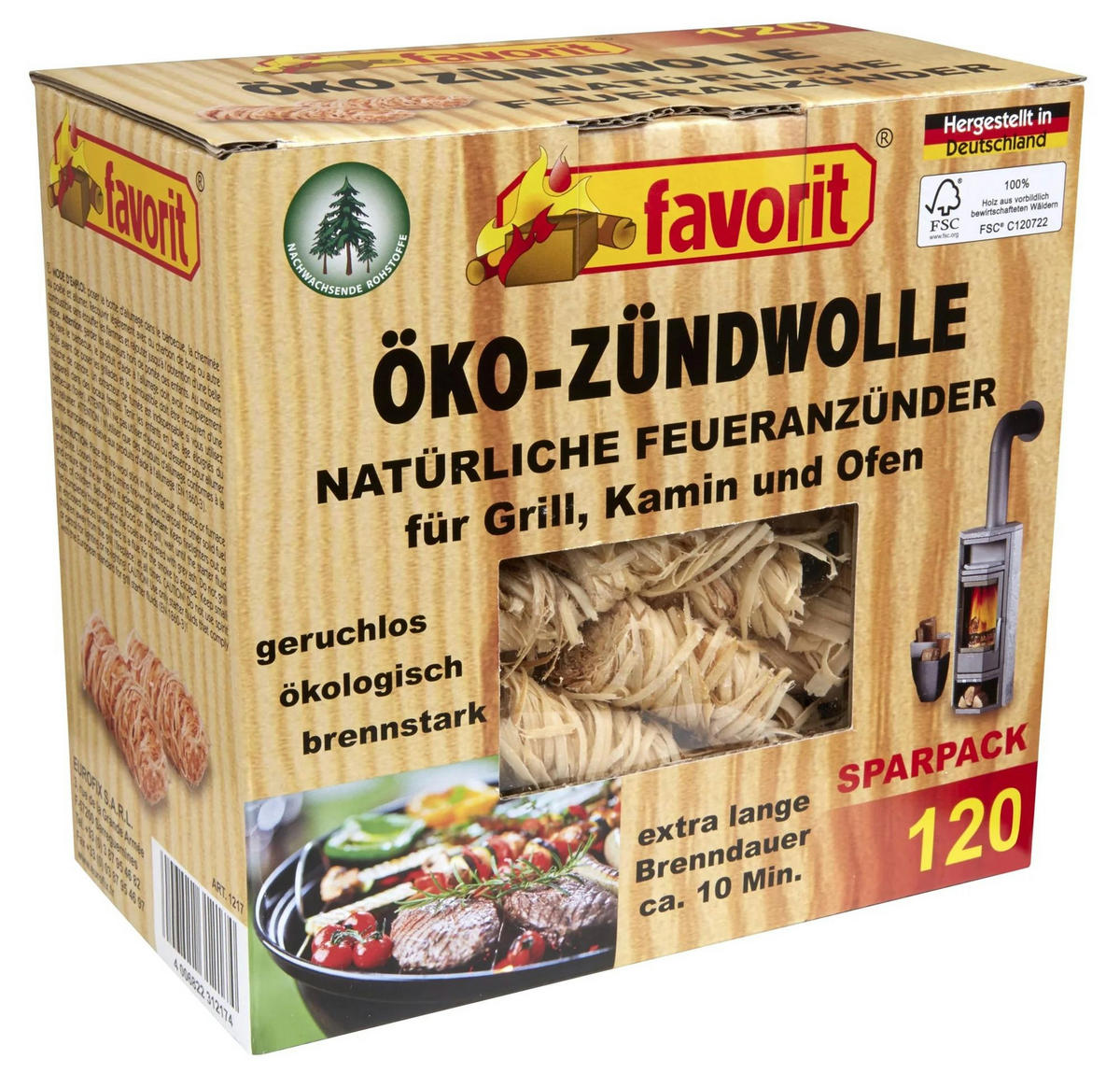 FEUERANZÜNDER Öko, Holzwolle, 120 Stück - Braun, Holz (12.5/21.5/23cm) - Westfalia