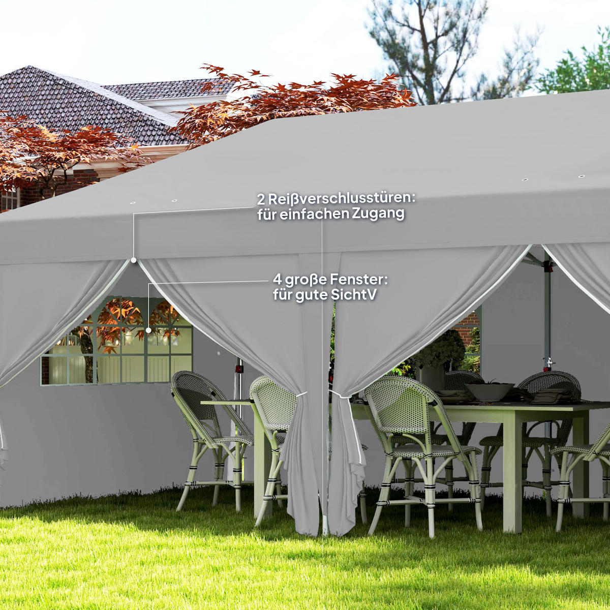 FALTPAVILLON Metall Grau - Grau, Textil/Metall (295/285/590cm) - Outsunny