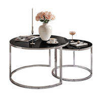 COUCHTISCH 2-in-1 CIRI GLASS CHROME mit Glasplatte - Silberfarben, Glas (70/70/47cm) - Lookway