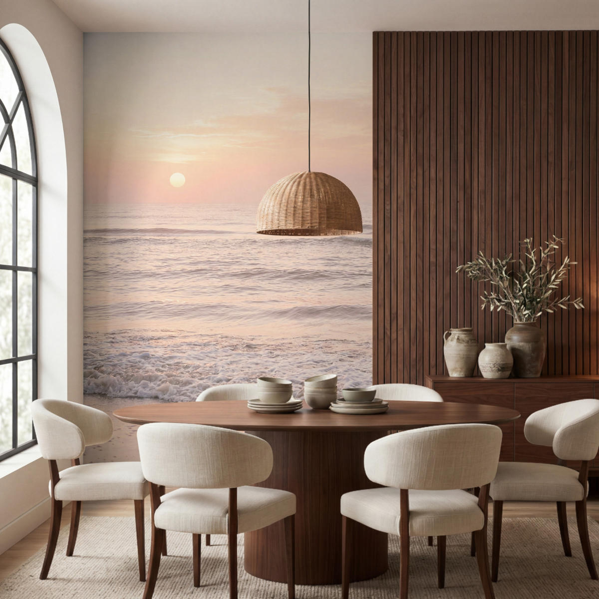 TAPETE - Sonne - Strand - Rosa - 180x280 cm - Hellrosa, Papier (180/280cm) - OnlyWow