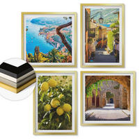 WANDBILDER 4er Set - 50x50 cm & 40x60 cm Goldrahmen - Straßen am Meer, ein Meer aus Zitronen - Goldfarben, Kunststoff (50/50cm) - ArtPrintCave