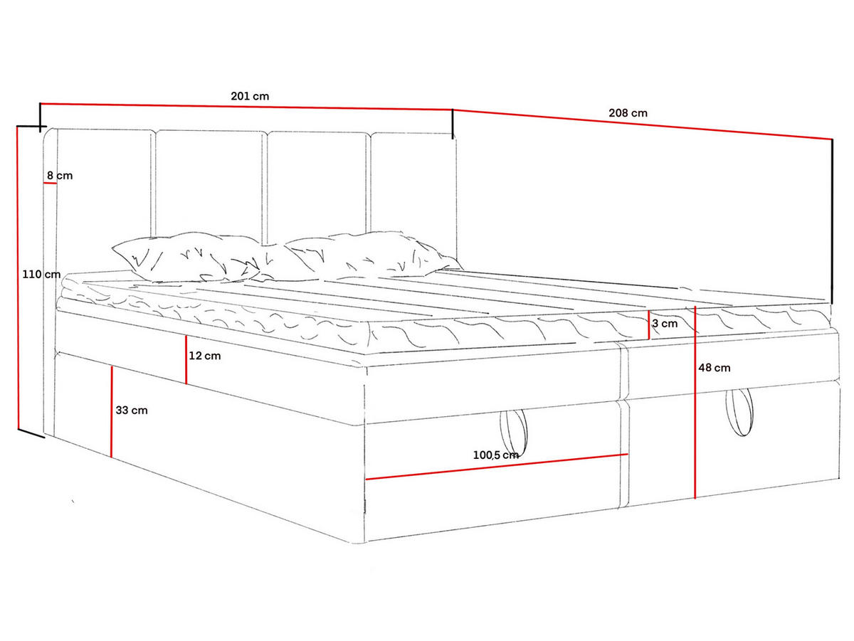 BOXBETT Malmo mit 2 Bettkästen, 200x200, Grau, Velourstoff, Doppelbett mit Bonell-Matratze - Grau, Holz/Kunststoff (200/200cm) - Marpur