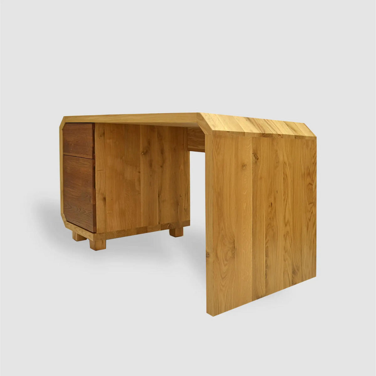EICHENSCHREIBTISCH mit einem Container für das Arbeitsbüro des OMNIS I - Eichefarben, Holz (70/150/75cm) - Rawood Furniture