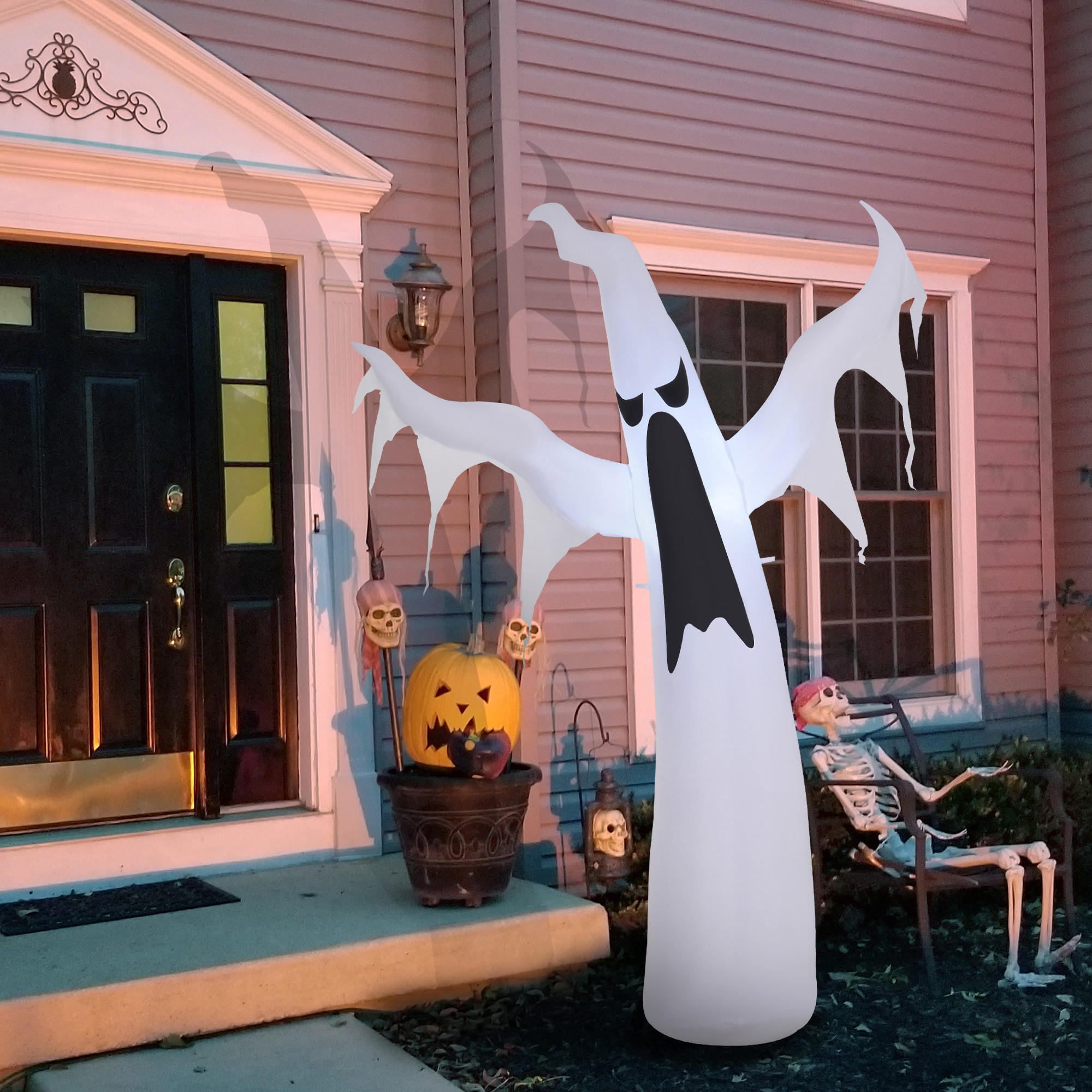 HALLOWEEN AUFBLASBARER GEIST , Weiß, Polyestergewebe - Weiß, Kunststoff (30/180/130cm) - HOMCOM