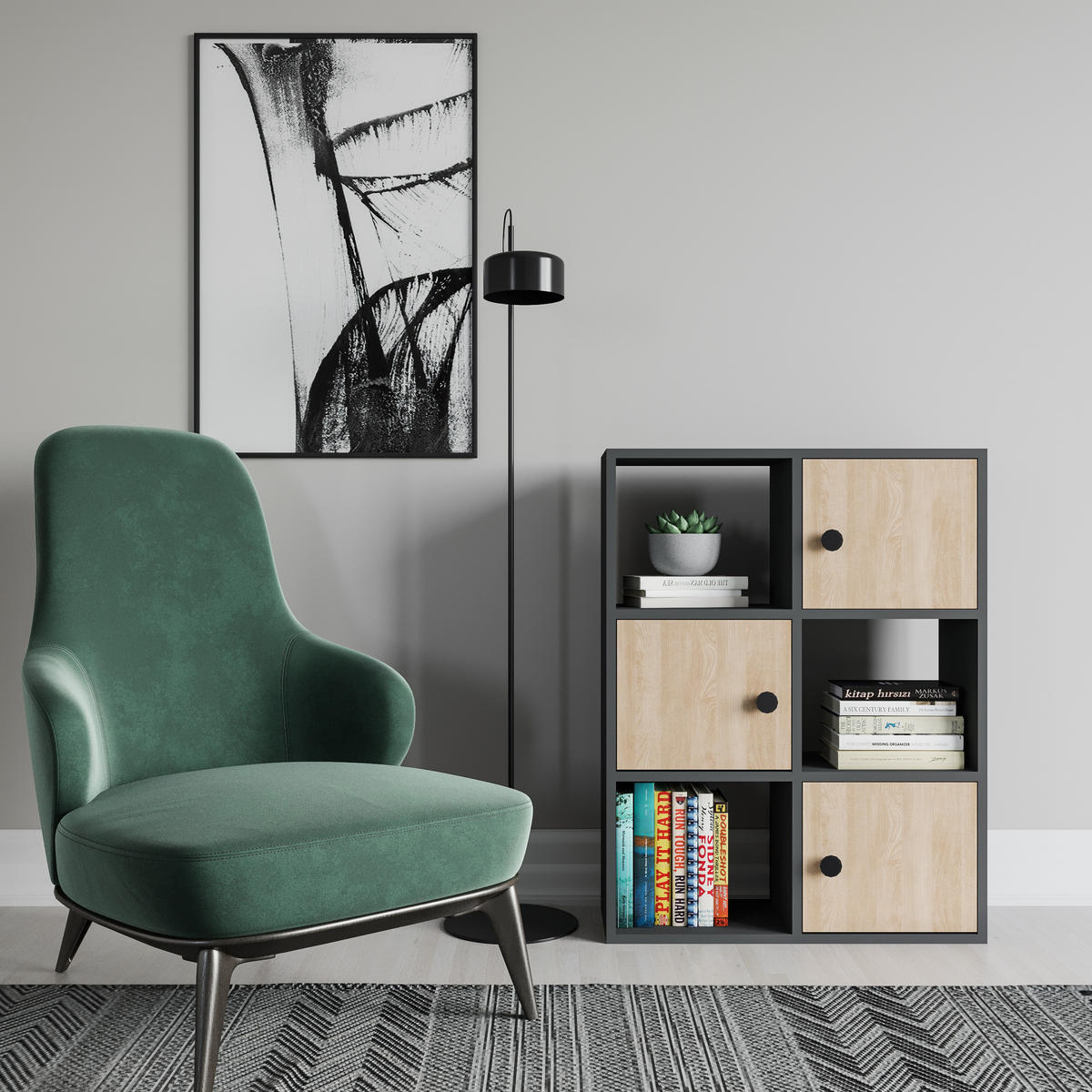 BÜCHERREGAL Tilton Eiche Anthrazit Eiche - Eichefarben/Grau, Holzwerkstoff (25/93/72cm) - Decorotika