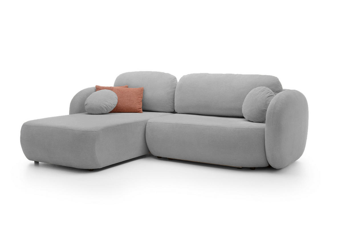 ECKSOFA OLIO L-Form Schlaffunktion mit Bettkasten, lose Rückenkissen, freistehend, LINKS 174x248 cm Silver-coloured - Grau, Holz/Textil (174/248cm) - DomoHome