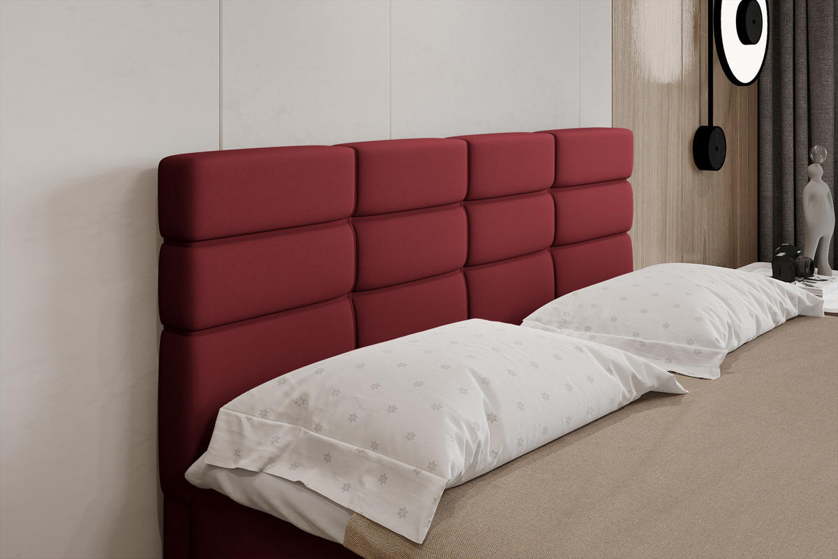 BOXBETT Reve 160 x 200 cm mit Bettkasten und Lattenrost ohne matratze - rot - Beige, Holz (160/206cm) - Panda Möbel