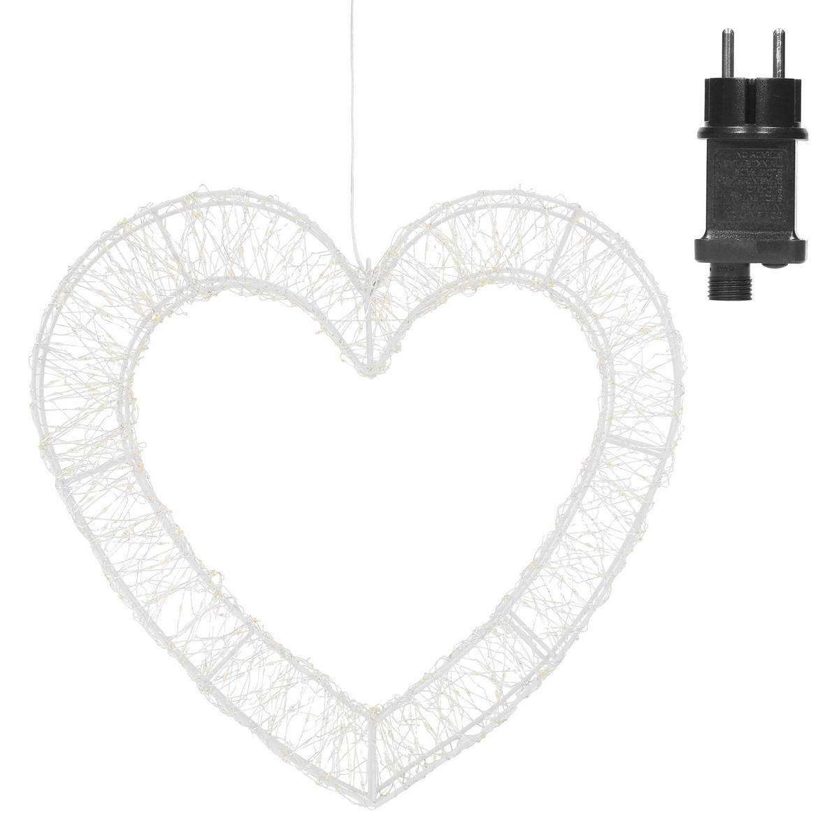 LED SRDCE Vánoce 500 LED teplá bílá vánoční dekorace 38,5 x 36 cm pro vnitřní i venkovní použití - bílá, plast (38.5/36/4.5cm) - ECD-Germany