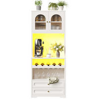 VITRINE LED Gewölbte Glastüren Weinregal Weiß - Weiß, Holzwerkstoff (70/180/40cm) - FLIEKS