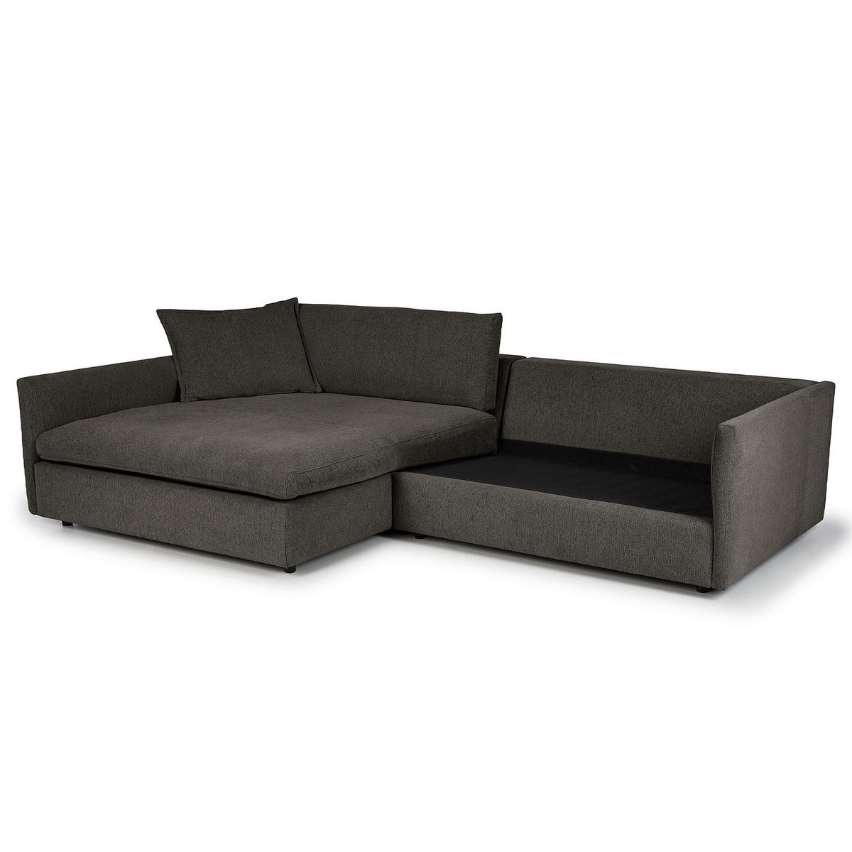 ECKSOFA mit Longchair - Anthrazit/Schwarz, Kunststoff/Textil (290/183cm) - home24