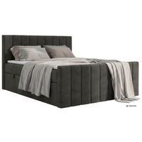 BOXBETT ALVER DUO 200/200 - Dunkelgrau Velvet - Topper T25 - H4 - Dunkelgrau/Schwarz, Kunststoff/Textil (200/200cm) - MKS