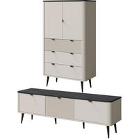 WOHNZIMMER-SET Marly 2-tlg Kaschmir / Graustein - Kaschmir/Beige, Holz/Holzwerkstoff (250/163/40cm) - Feldmann-Wohnen