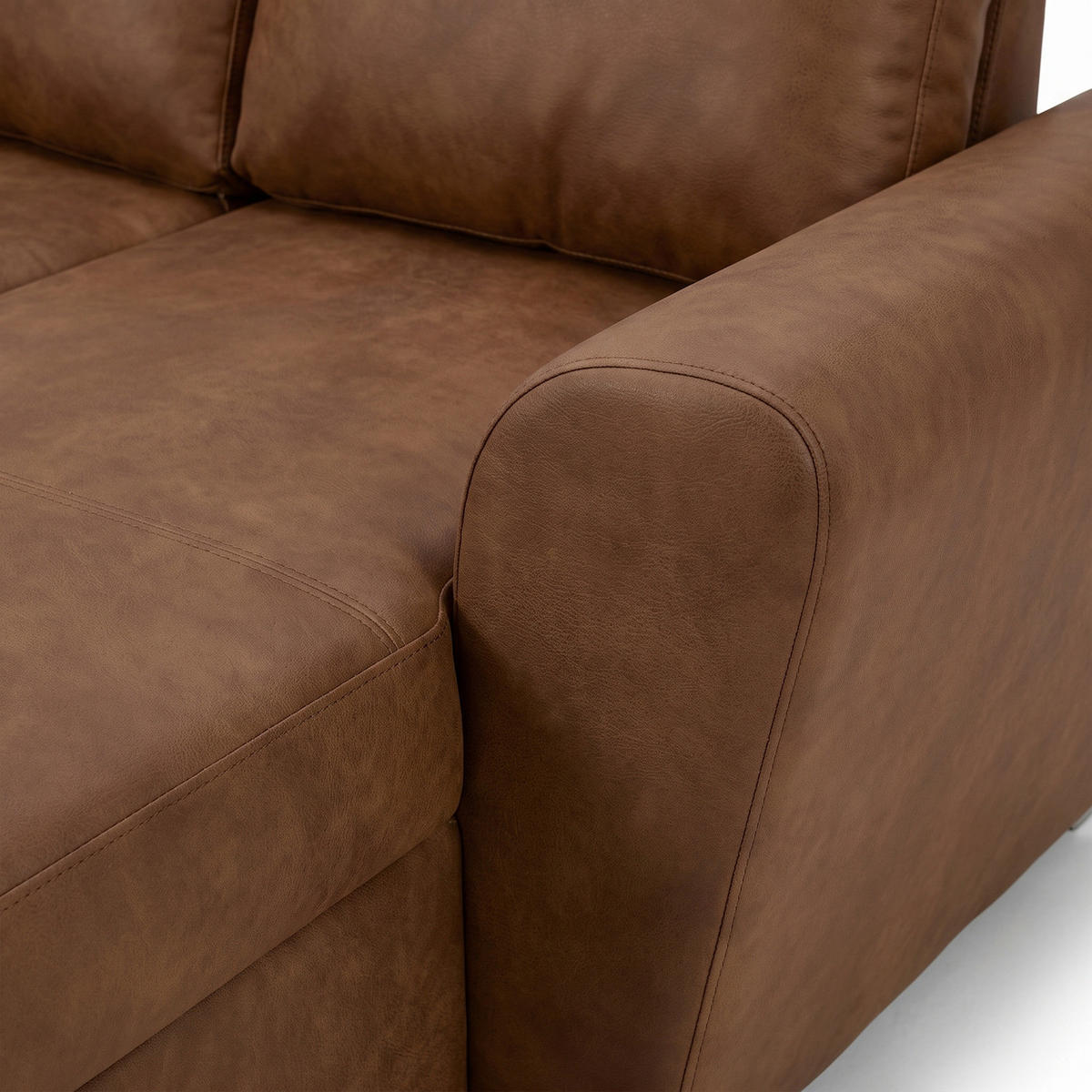 ECKSCHLAFSOFA, Stefan, Braun, Kunstleder, rechts, 203 x 160 x 85 cm - Braun, Leder/Textil (203/160cm) - ebuy24