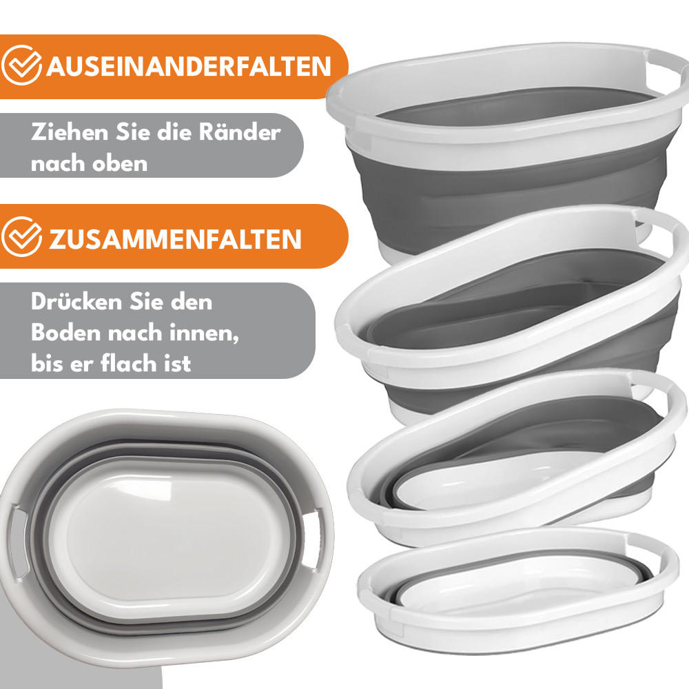WÄSCHEKORB Faltbarer - Weiß/Grau, Kunststoff (38/24/53.5cm) - KRUMAD