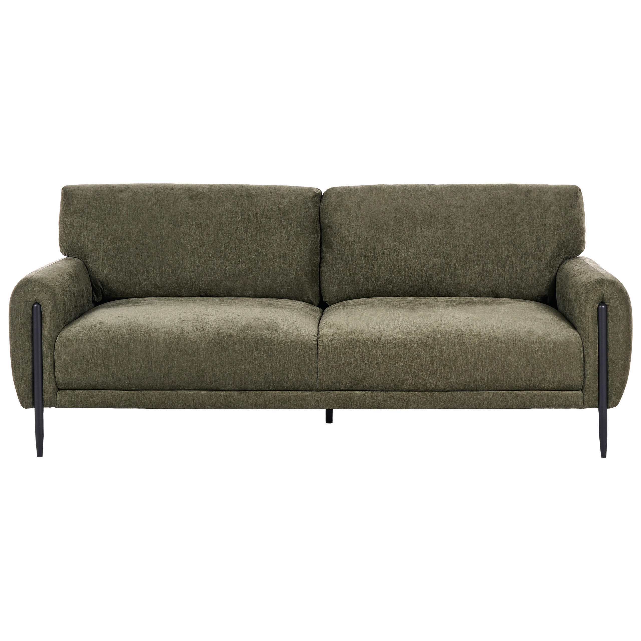 3-SITZER-SOFA Chenillegewebe Grün Skaro - Schwarz/Grün, Textil (214/87/89cm) - Beliani