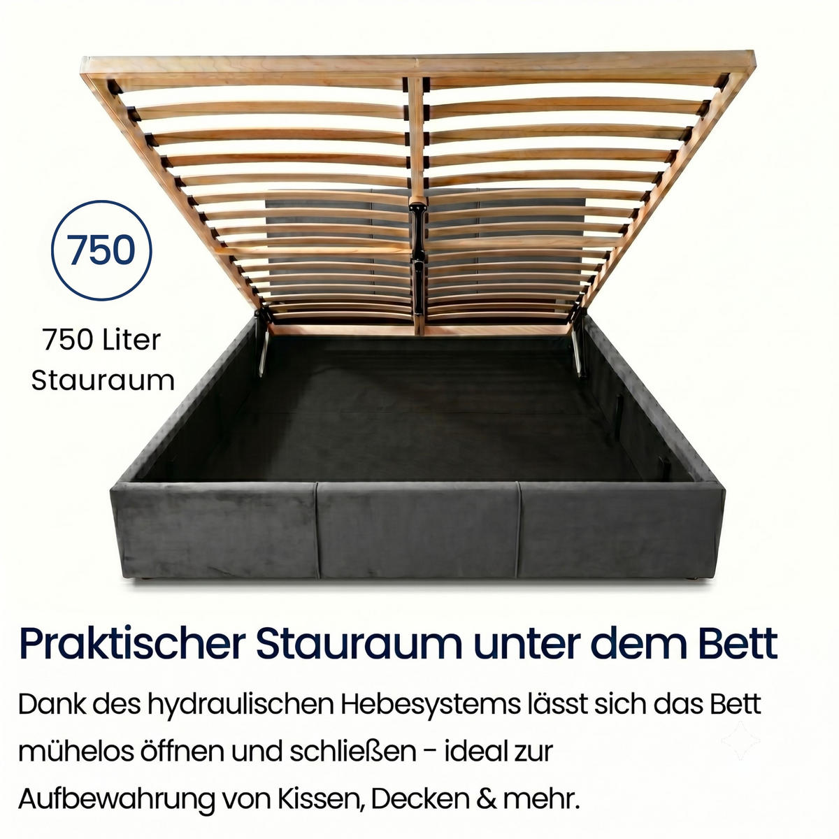 POLSTERBETT mit Stauraum 160x200 cm in Aschgrau - Grau, Holzwerkstoff (160/200cm) - Home Collective
