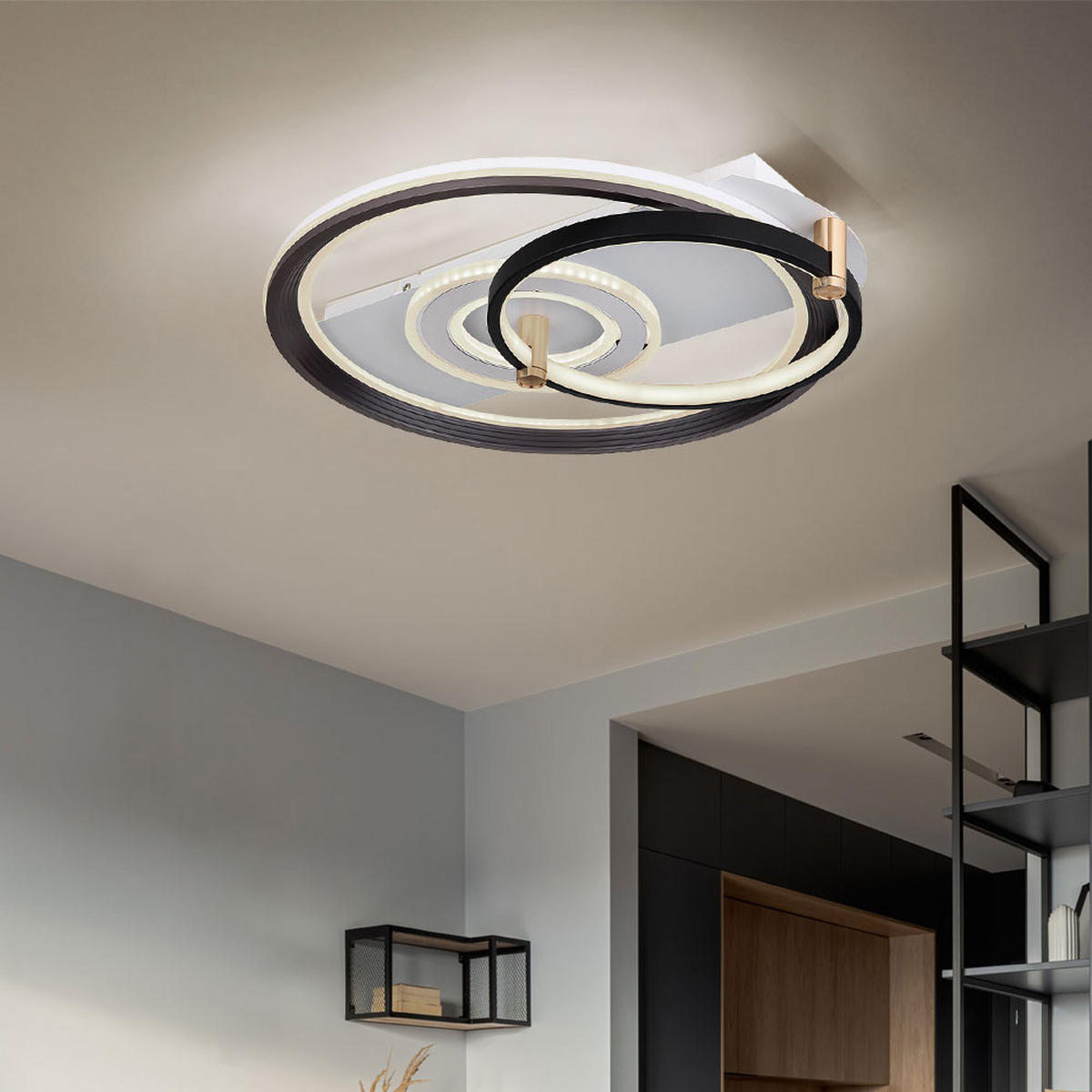 LED DECKENLEUCHTE ANI Metall Schwarz - Schwarz, Metall (52/48/9.5cm) - Globo Lighting